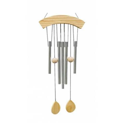Campana A Vento 5 Canne E Legno Naturale -- 64 Cm