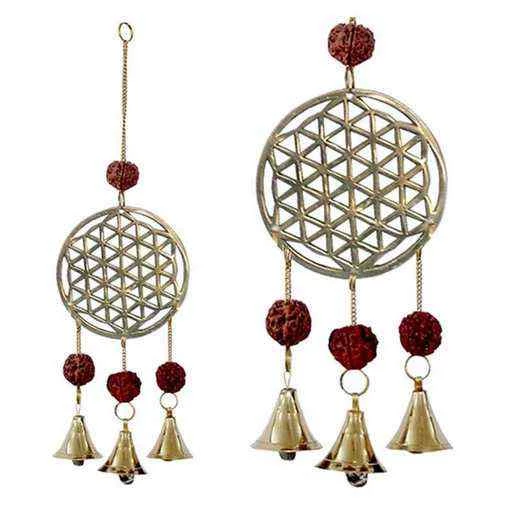 Campana A Vento Fiore Della Vita Con Rudraksha -- 27 Cm