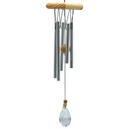 Campane Vento Cinque Tubi Legno Cattura Vento Cristallo -- 4
