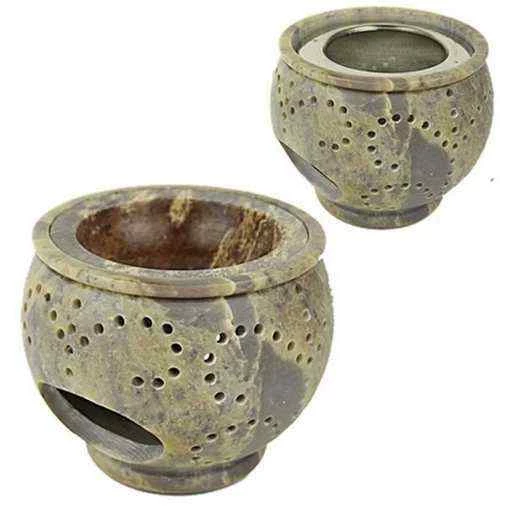 Brucia Essenze Ed Incensi In Pietra Ollare Piccolo -- 9 Cm