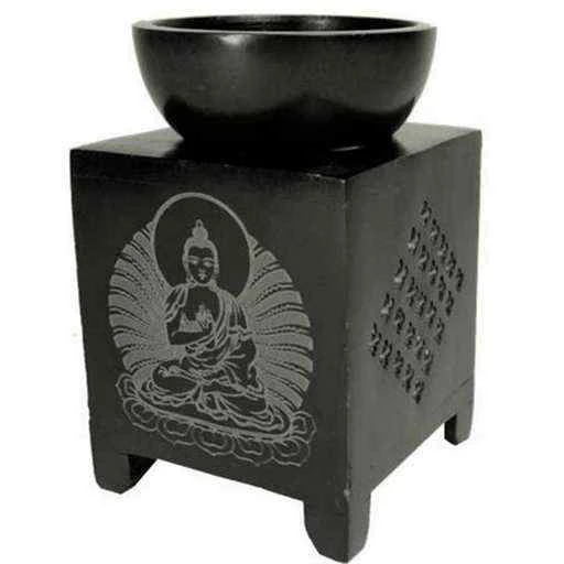 Brucia Essenze Pietra Ollare Buddha -- 11 Cm