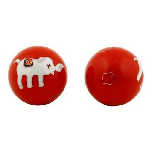Sfere Qi Gong Elefanti Bianchi Su Rosso -- 3,5 Cm