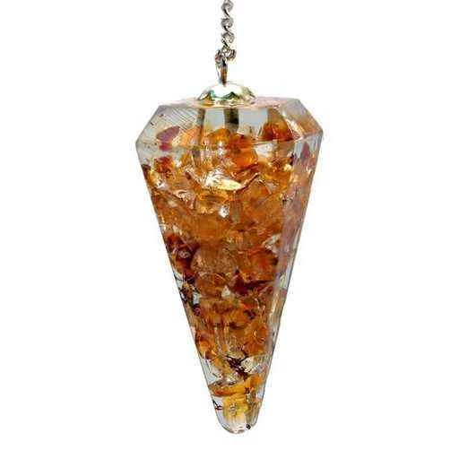 Orgone Pendolo Citrino Sfaccettato Appuntito -- 11 G; 4 Cm