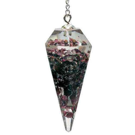 Orgone Pendolo Granato Sfaccettato Appuntito -- 11 G; 4 Cm