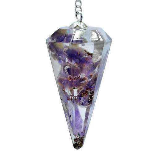 Orgone Pendolo In Ametista Sfaccettato Appuntito -- 11g 4cm