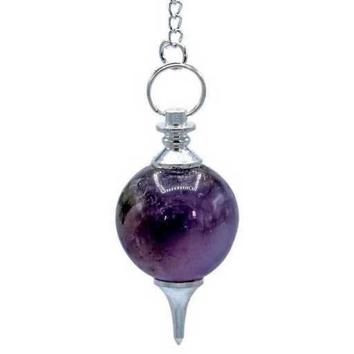 Pendolo Amestista E Catenina Dei Chakra -- 24 G; 4x2 Cm