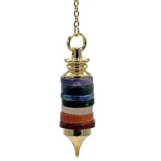 Pendolo Con Pietre Dure Nei Colori Chakra -- 14 G; 4,5x1 Cm