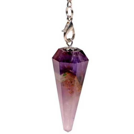 Pendolo In Ametista Con Catenina Dei Chakra -- 16 G; 3-4 Cm