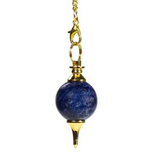 Pendolo Lapislazzuli Lucidato Sfera Metallo Color Oro -- 15g