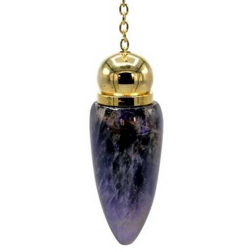 Pendolo Placcato Ottone E Ametista -- 20 G; 5,3 Cm