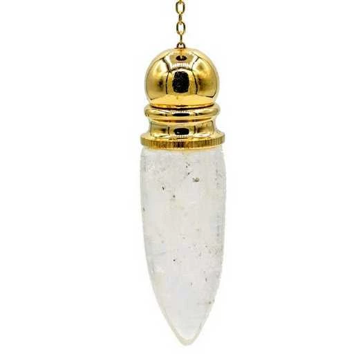 Pendolo Placcato Ottone E Cristallo Di Rocca -- 20 G; 5,3 Cm