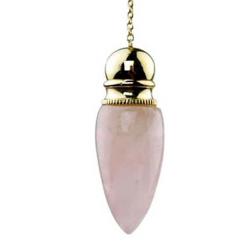 Pendolo Placcato Ottone E Quarzo Rosa -- 20 G; 5,3 Cm