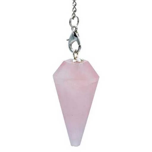 Pendolo Quarzo Rosa Con Catenina Dei Chakra -- 16 G; 3-4 Cm