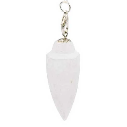 Pendolo Selenite Con Catenella Dei Chakra - 22 G; 4 Cm