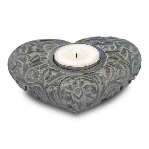 Porta candela/brucia incenso Cuore pietra ollare naturale --