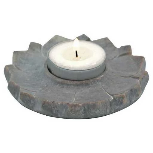 Porta candela/brucia incenso Loto pietra ollare naturale --