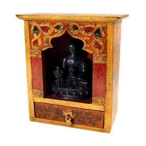 Altare con cassetto legno dipinto a mano -- 16.5x22x14 cm