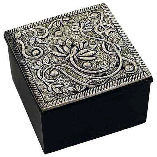 Scatola per gioielli Loto color argento -- 6x6x4 cm