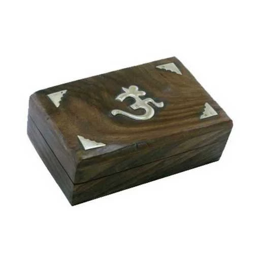 Scatola Tarocchi Om con intarsio ottone -- 15x10x4 Cm