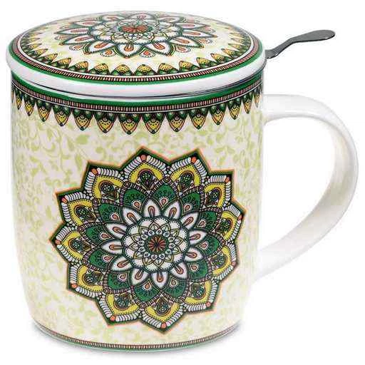Mug Mandala verde con infusore