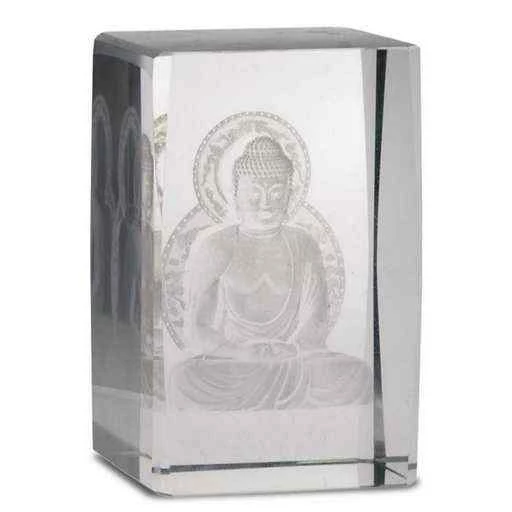 Blocco Cristallo rettangolare ologramma Buddha loto