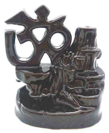 Incensiera in ceramica con riflusso backflow -- OM -- 14 cm