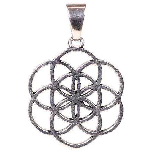 Fiore della vita ciondolo ottone color argento -- 3 cm