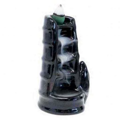 Incensiera in ceramica con riflusso backflow -- Split Bamboo Fountain -- 6x10x4 cm