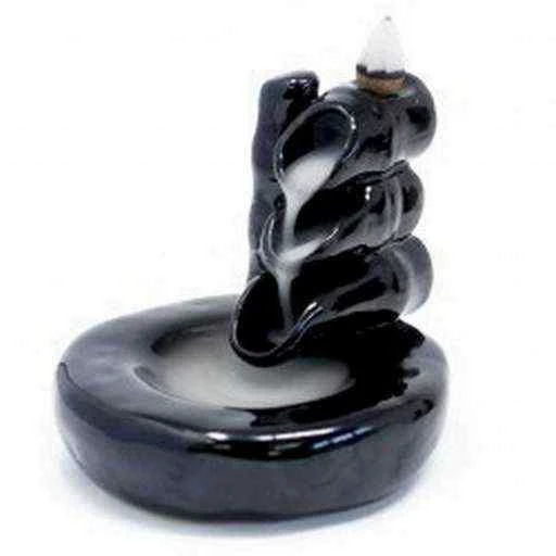 Incensiera in ceramica con riflusso backflow -- Bamboo & Pool -- 6x10x4 cm