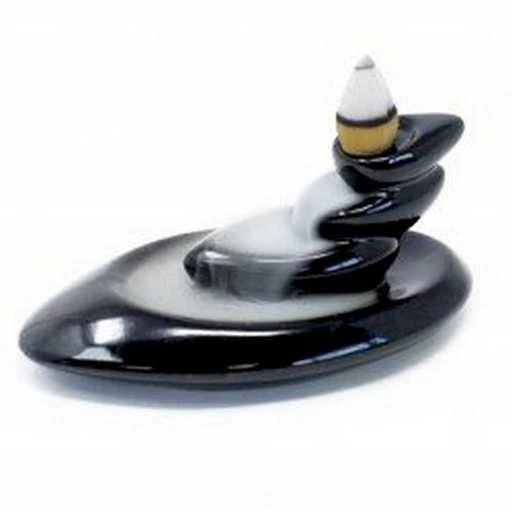 Incensiera in ceramica con riflusso backflow -- small pebbles -- 10x4x4 cm