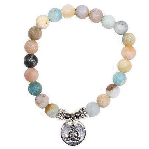 Mala/braccialetto in Amazzonite elastico Buddha -- 0.8 cm