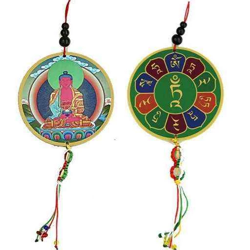 Pendente per macchina o finestre Amithaba e dorje -- 8x36 cm