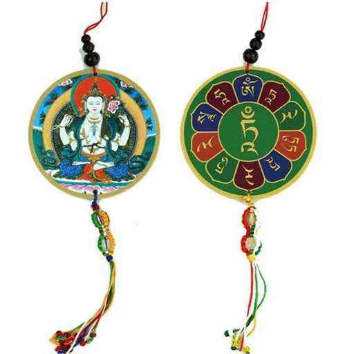 Pendente macchina/finestre Cenresig e dorje -- 8x36 cm