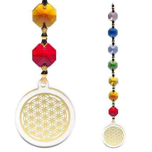 Feng Shui Fiore della Vita ciondolo color oro -- 20 cm