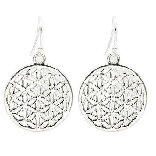 Orecchini Fiore della vita in ottone color argento -- 4.5 cm