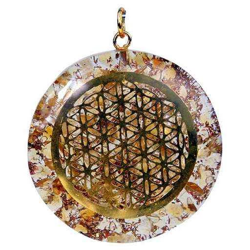 Orgonite ciondolo Fiore della Vita Citrino -- 4 cm