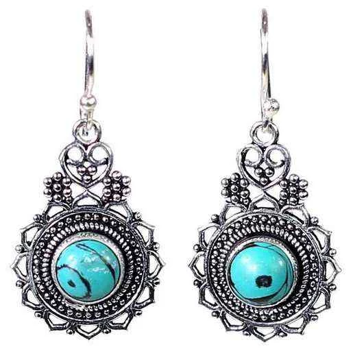 Orecchini Bohemian ottone color argento -- 3 cm