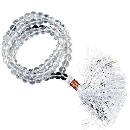 Mala cristallo rocca qualità AA 108 perle+borsina -- 0.6 cm