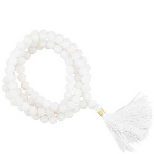 Mala Agata bianca 108 perle qualità AA -- 0.8 cm