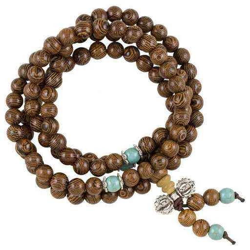 Mala legno grani ornamentali e dorje -- 0.6 cm
