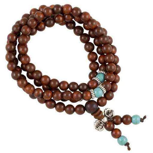 Mala legno grani ornamentali e dorje -- 0.6 cm