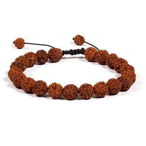 Mala/braccialetto in Rudraksha 21 grani regolabile -- 0.8 cm