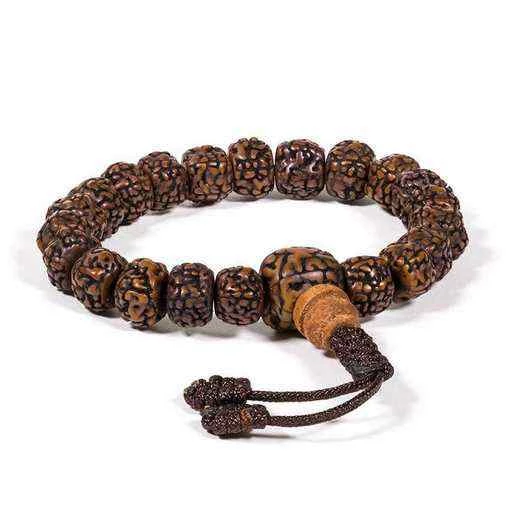 Mala/braccialetto in Rudraksha 21 grani lucidati -- 0.8 cm
