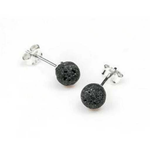 Orecchini Roccia di lava nera - argento 925 -- 0.6 cm
