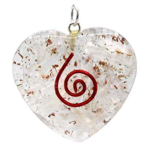 Orgonite ciondolo Selenite a forma di cuore -- 3.5 cm