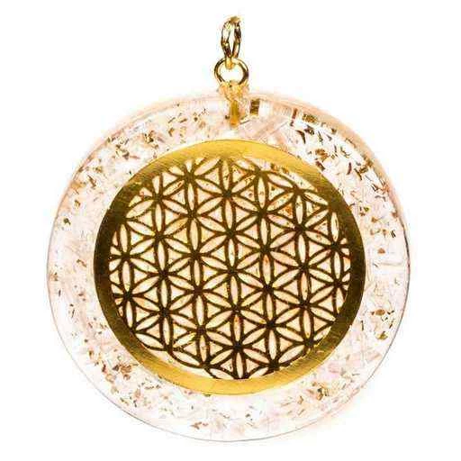 Orgonite ciondolo Fiore della vita Selenite -- 4 cm