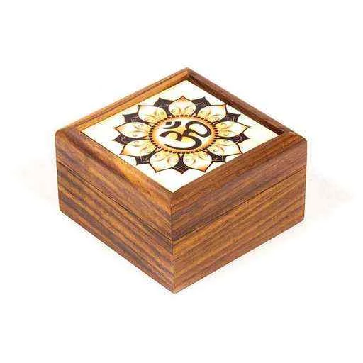 Scatola per gioielli Om -- 6.5x6.5x3.5 cm
