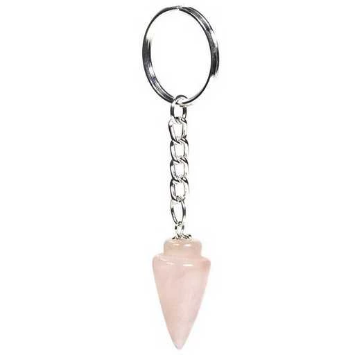 Portachiavi con pendolo in Quarzo rosa -- 10 cm