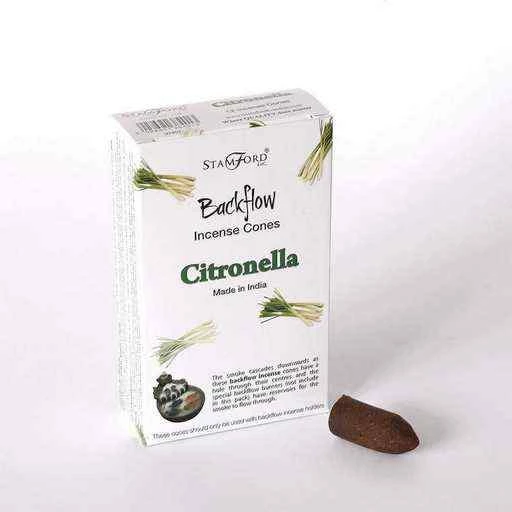 Coni Di Incenso indiano Stamford a flusso inverso backflow -- Citronella -- Confezione 12 coni