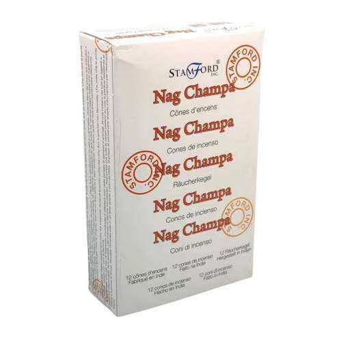 Coni Di Incenso indiano Stamford a flusso inverso backflow -- Nag Champa -- Confezione 12 coni